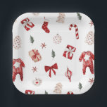 Cute Merry Little Red Winter Christmas Baby Shower Paper Plates<br><div class="desc">Cute Merry Little Red Winter Christmas Baby Shower Paper Plates</div>