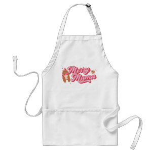 Cute Merry Mama Bear Holiday Season Adult Apron