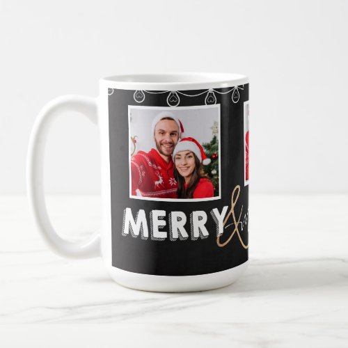 Cute Merry Married Black White First Christmas Coffee Mug