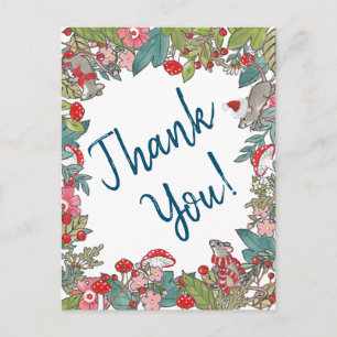 Cute Merry Mice Christmas Thank You Woodland Mouse Postcard