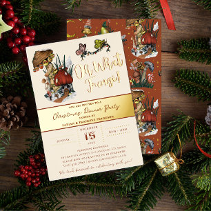 Cute Merry Mushroom House Christmas Holiday Party Foil Invitation