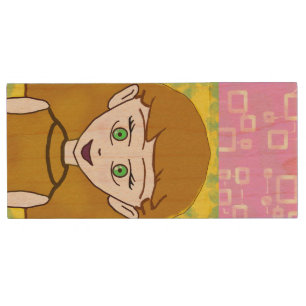 Cute Merry Pink Geometric USB Wooden Flash Drive