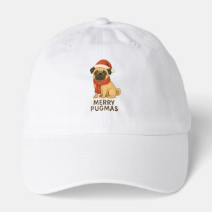 Cute Merry Pugmas Festive Holiday Pug Hat