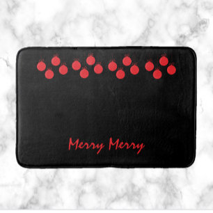 Cute Merry Red Tree Ornaments Christmas Bath Mat