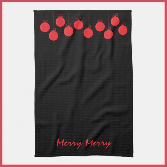 Cute Merry Red Tree Ornaments Christmas Kitchen Towel (Creator Uploaded)