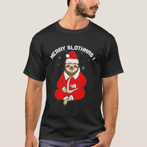 Cute Merry Slothmas Christmas Sloth In Pajamas T_Shirt