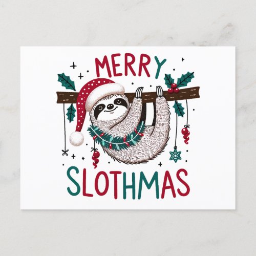 Cute Merry Slothmas Postcard