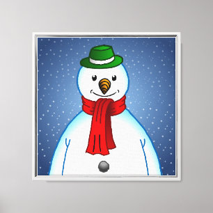 Cute Merry Snowman Canvas Print