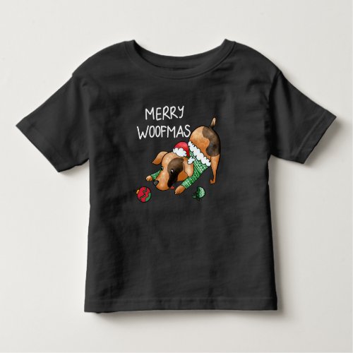 Cute Merry Woofmas Christmas Dog Toddler T_shirt