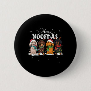 Cute Merry Woofmas Dachshund Christmas Dog Reindee Button