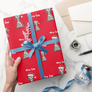 Cute merry Zebra christmas tree zoo safari Xmas pa Wrapping Paper