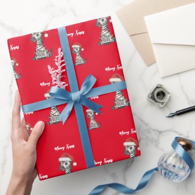 Cute merry Zebra christmas tree zoo safari Xmas pa Wrapping Paper