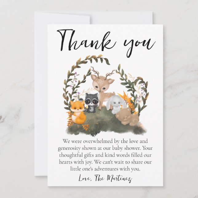 cute message baby shower thank you cards (Front)