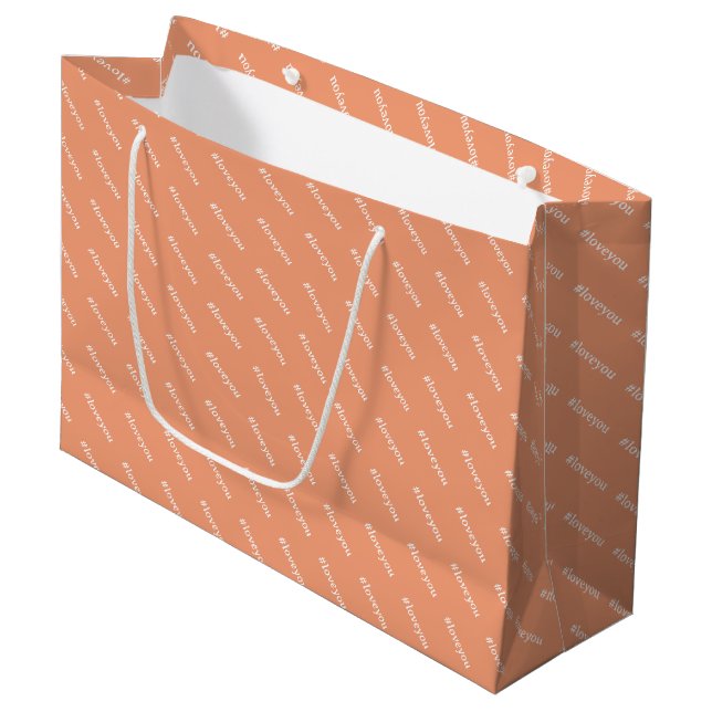 Cute Message Blush White Trendy Pattern Large Gift Bag (Front Angled)