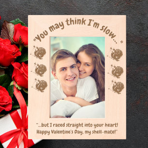 Cute Message Floral Snail Valentines Gift Wooden Engraved Frames