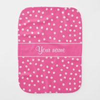Cute Messy White Polka Dots Pink Background Baby Burp Cloth