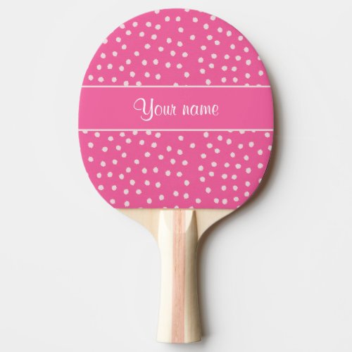 Cute Messy White Polka Dots Pink Background Ping_Pong Paddle