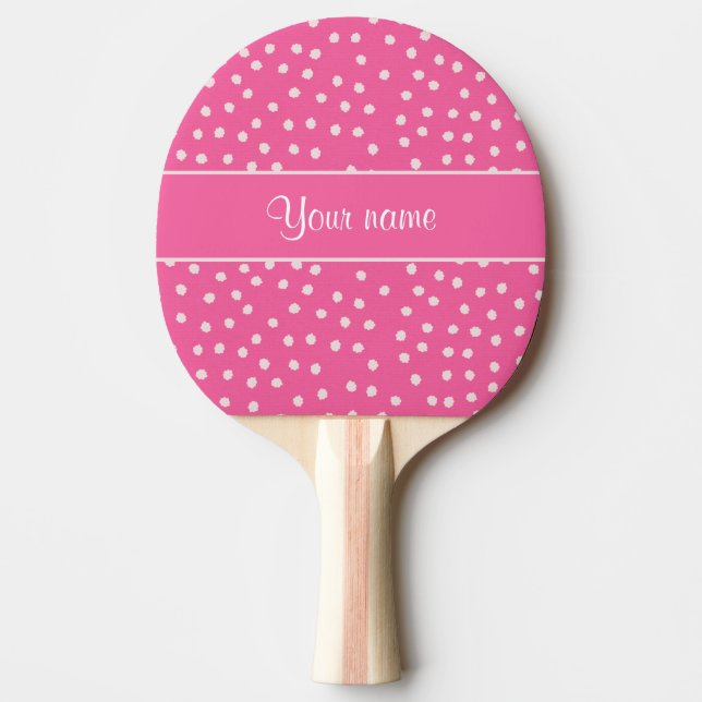 Cute Messy White Polka Dots Pink Background Ping-Pong Paddle (Front)