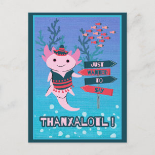 Cute Mexican Axolotl Thank You Card