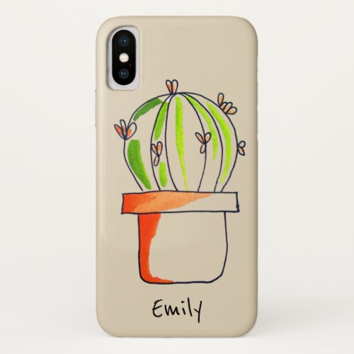 Cute Mexican cactus desert art iPhone XS Case