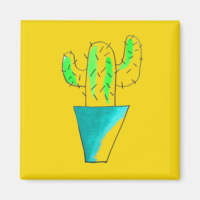 Cute Mexican cactus desert art Magnet (Front)