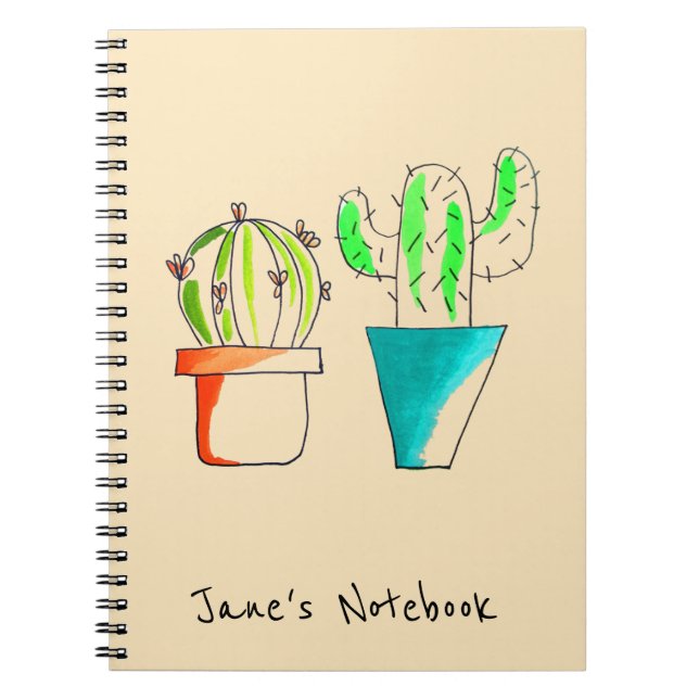 Cute Mexican cactus desert art Notebook (Front)