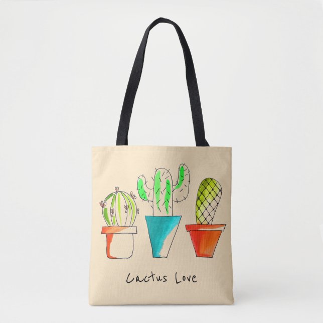Cute Mexican cactus love desert art Tote Bag (Front)