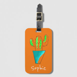 Cute Mexican cactus plant art Luggage Tag