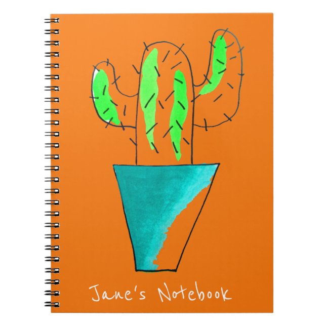 Cute Mexican cactus plant art Notebook (Front)