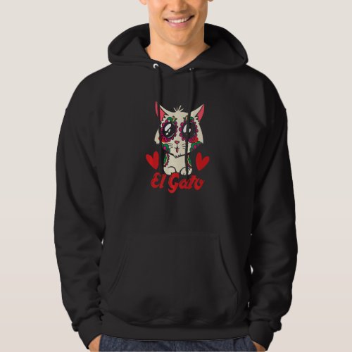 Cute Mexican Cat El Gato Flowers Hearts The Day Of Hoodie