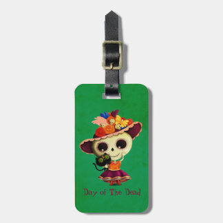 Cute Mexican Day of The Dead Girl Luggage Tag