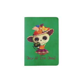 Cute Mexican Day of The Dead Girl Passport Holder