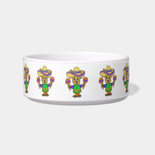 Cute Mexican dog with maracas choose back color Bowl