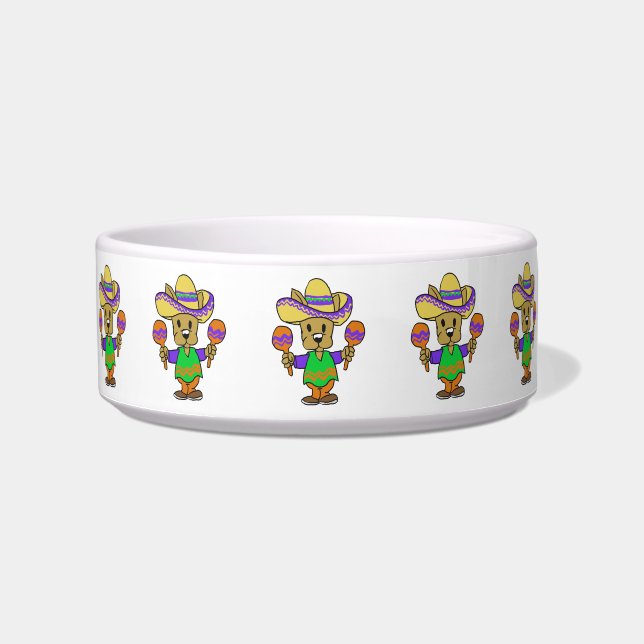 Cute Mexican dog with maracas | choose back color Bowl (Front)