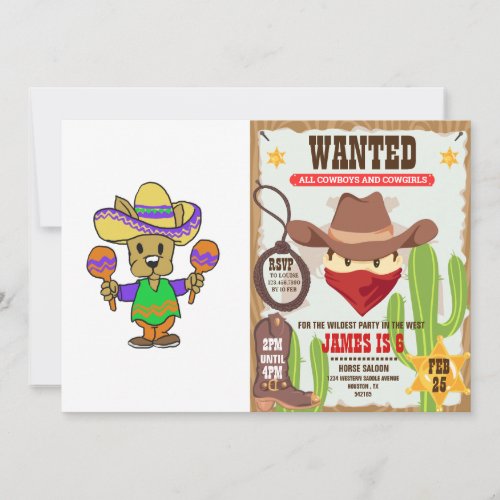 Cute Mexican dog with maracas  choose back color Invitation