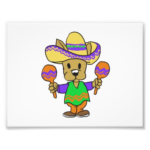 Cute Mexican dog with maracas  choose back color Photo Print