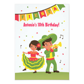 Cute Mexican Fiesta Latino Kids Birthday Party Card
