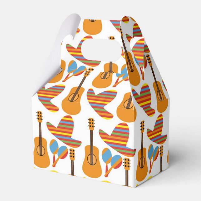 Cute Mexican Fiesta pattern Favor Boxes (Front Side)