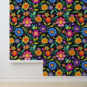 Cute Mexican flowers tiled pattern  Wallpaper