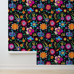 Cute Mexican flowers tiled pattern  Wallpaper
