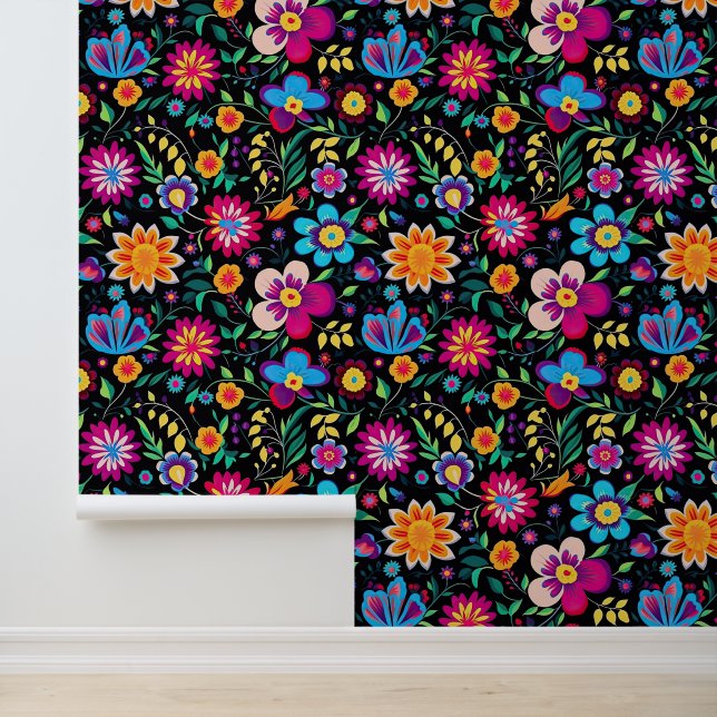 Cute Mexican flowers tiled pattern  Wallpaper (Application)