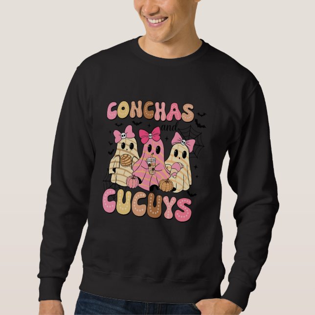 Cute Mexican Ghost Conchas And Cucuys Funny Spooky Sweatshirt (Front)
