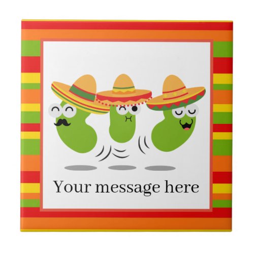Cute Mexican jumping beans add message decor tile