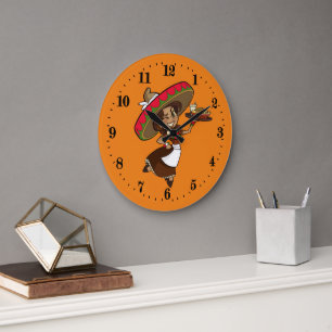 Cute Mexican lady decor Large Clock