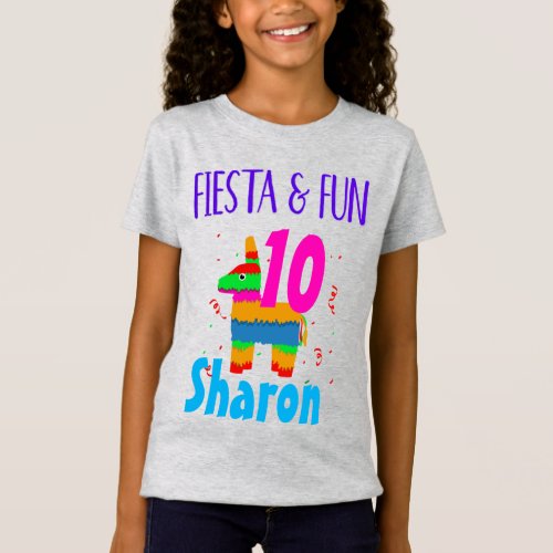 Cute Mexican Piata Fiesta Birthday Girl Custom T_Shirt