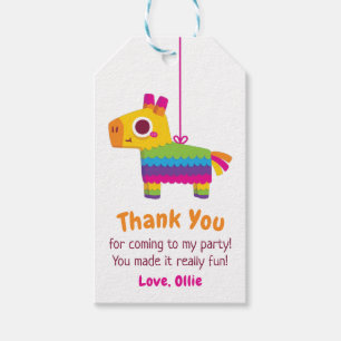 Cute Mexican Pinata Thank You Kids Birthday Party Gift Tags