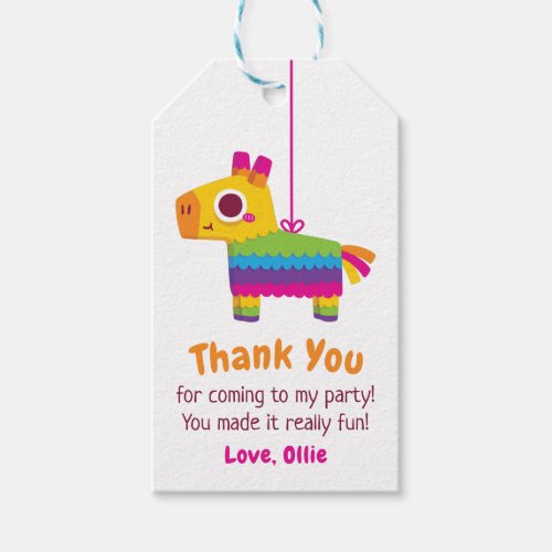 Cute Mexican Pinata Thank You Kids Birthday Party  Gift Tags