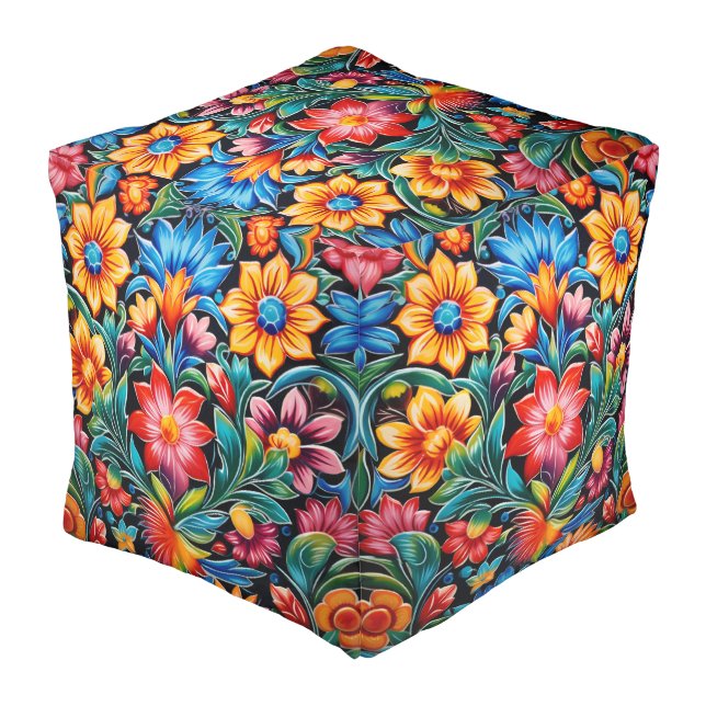 Cute Mexican style pouf (Angled Back)