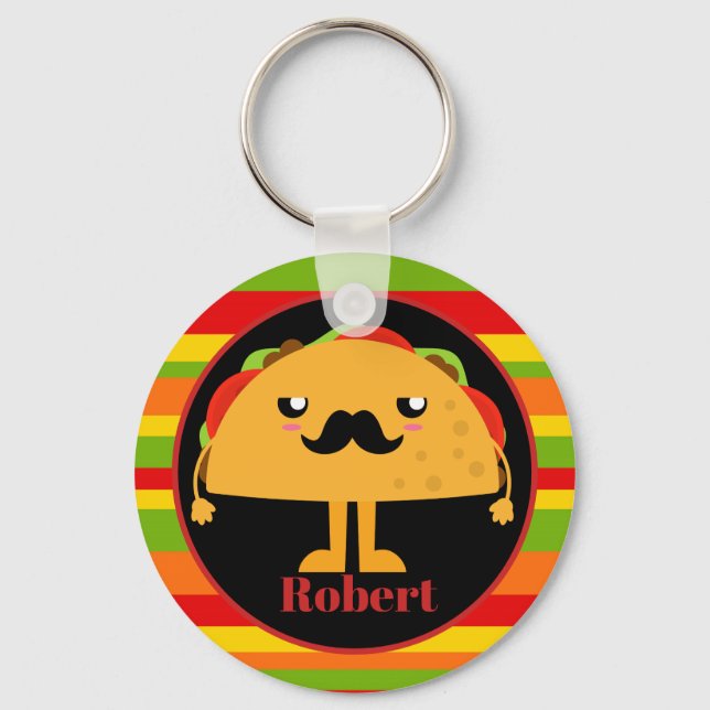 Cute Mexican taco add name Keychain (Front)