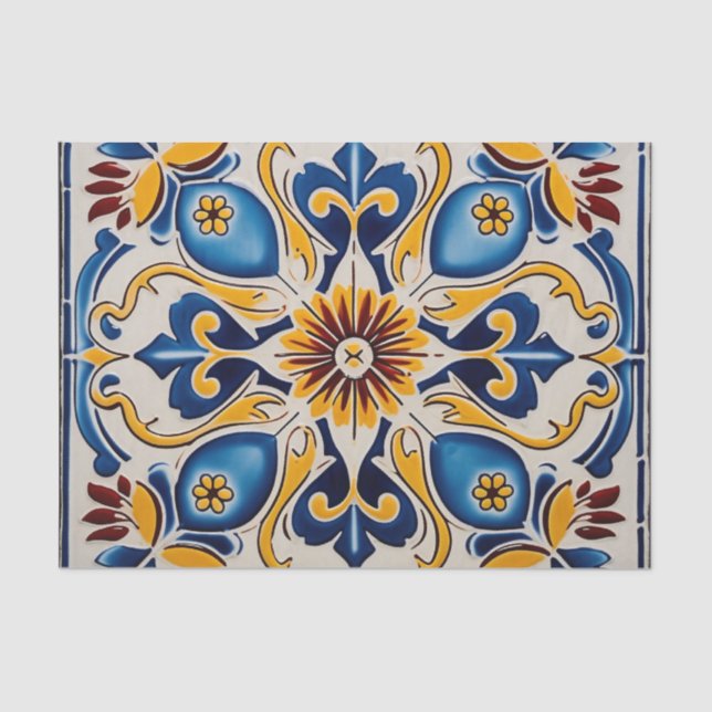 Cute Mexican tile pattern decoupage Tissue Paper (Front)